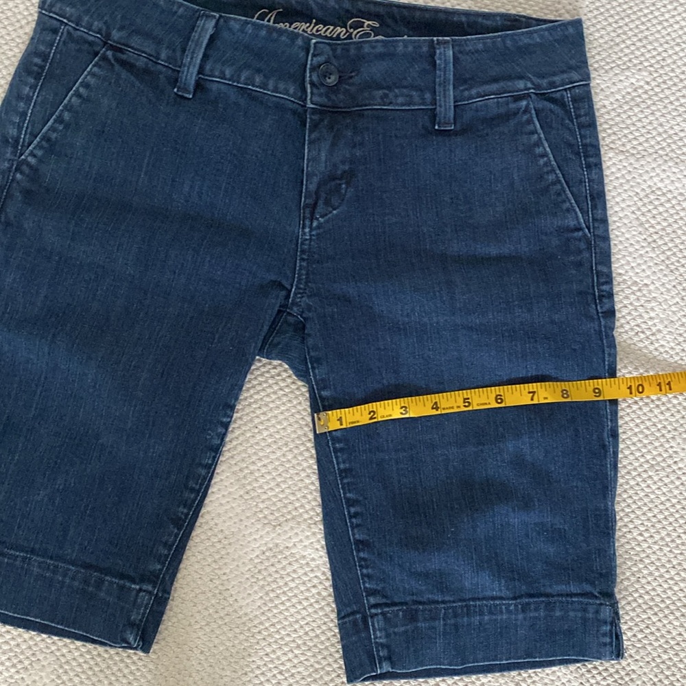 American Eagle Outfitters Women's Dark Blue Denim Bermuda Shorts - Picture 10 of 16